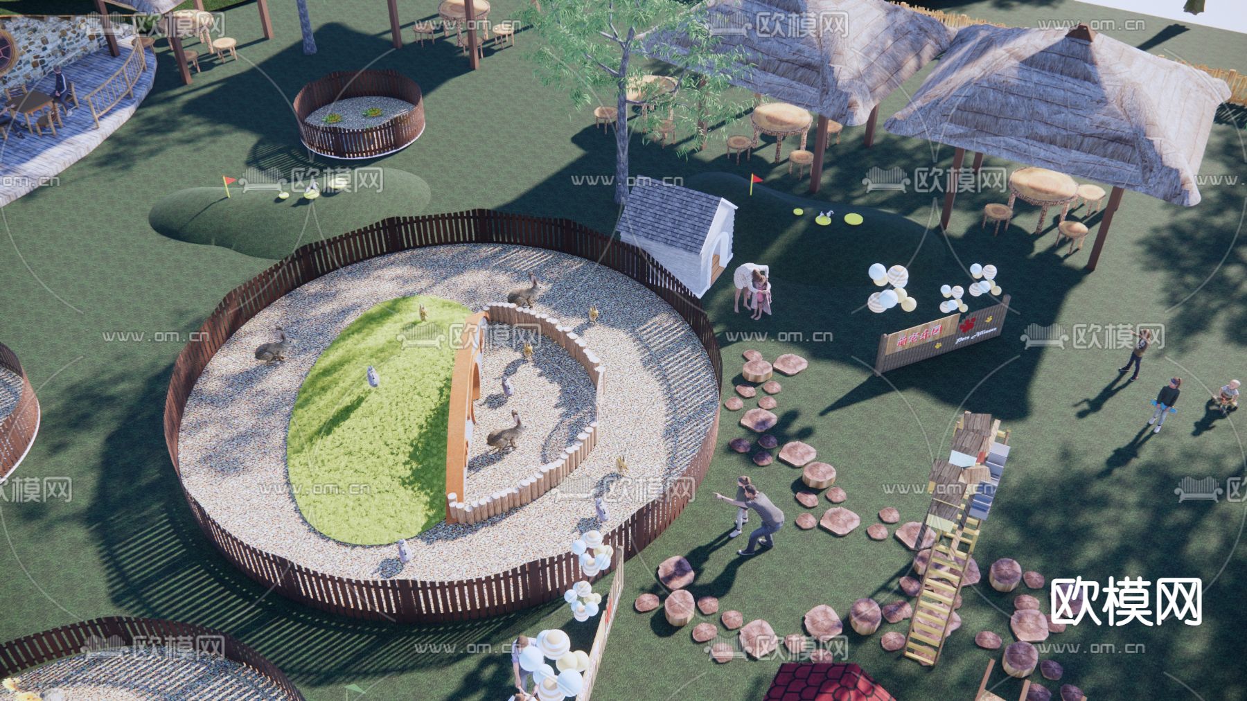 现代儿童萌宠乐园su模型下载（渲染图1）