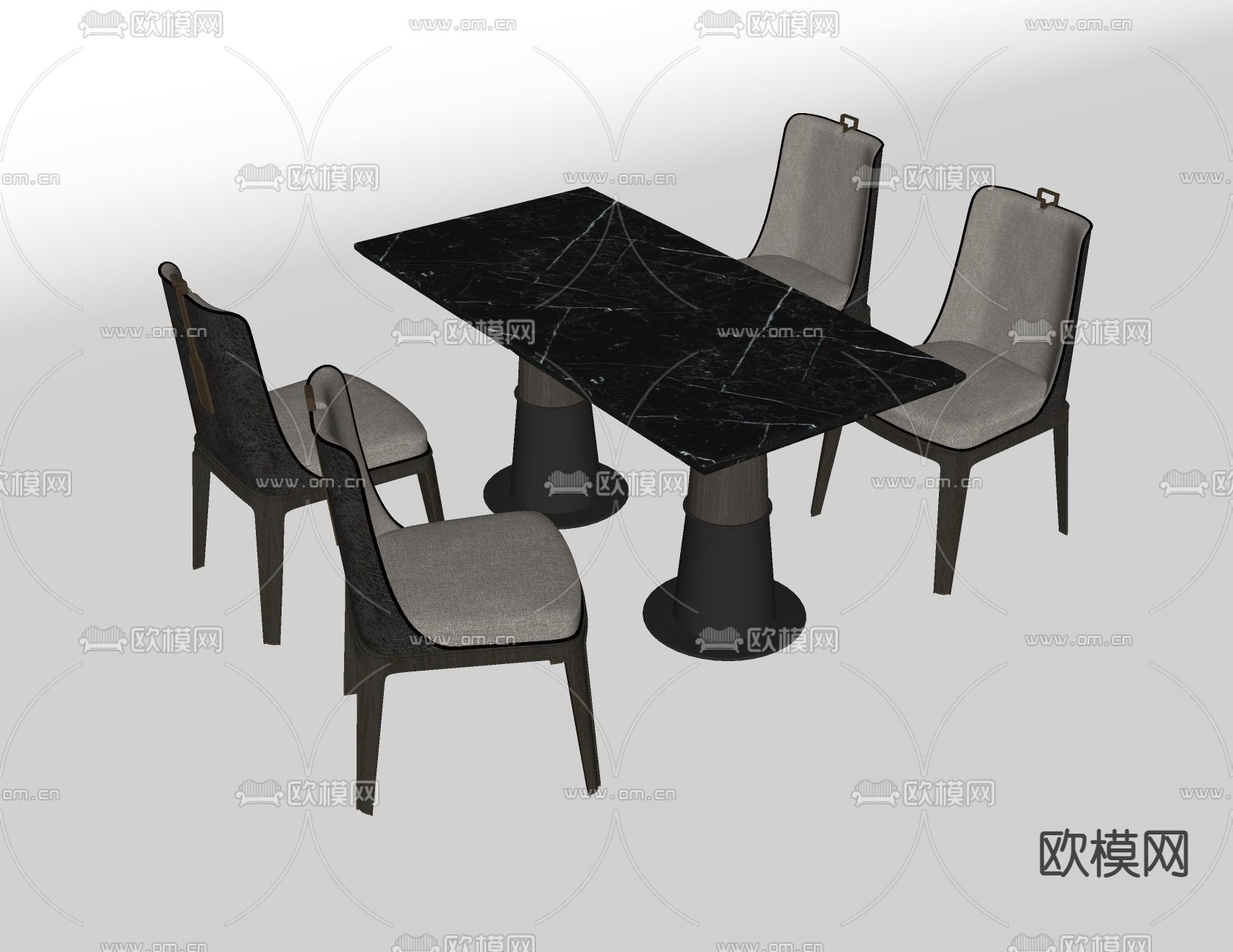 简欧餐桌椅su模型下载（渲染图2）
