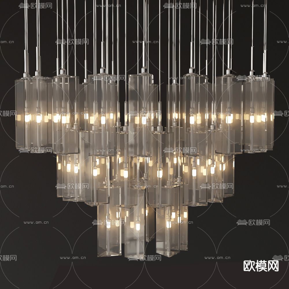 现代水晶吊灯3d模型下载