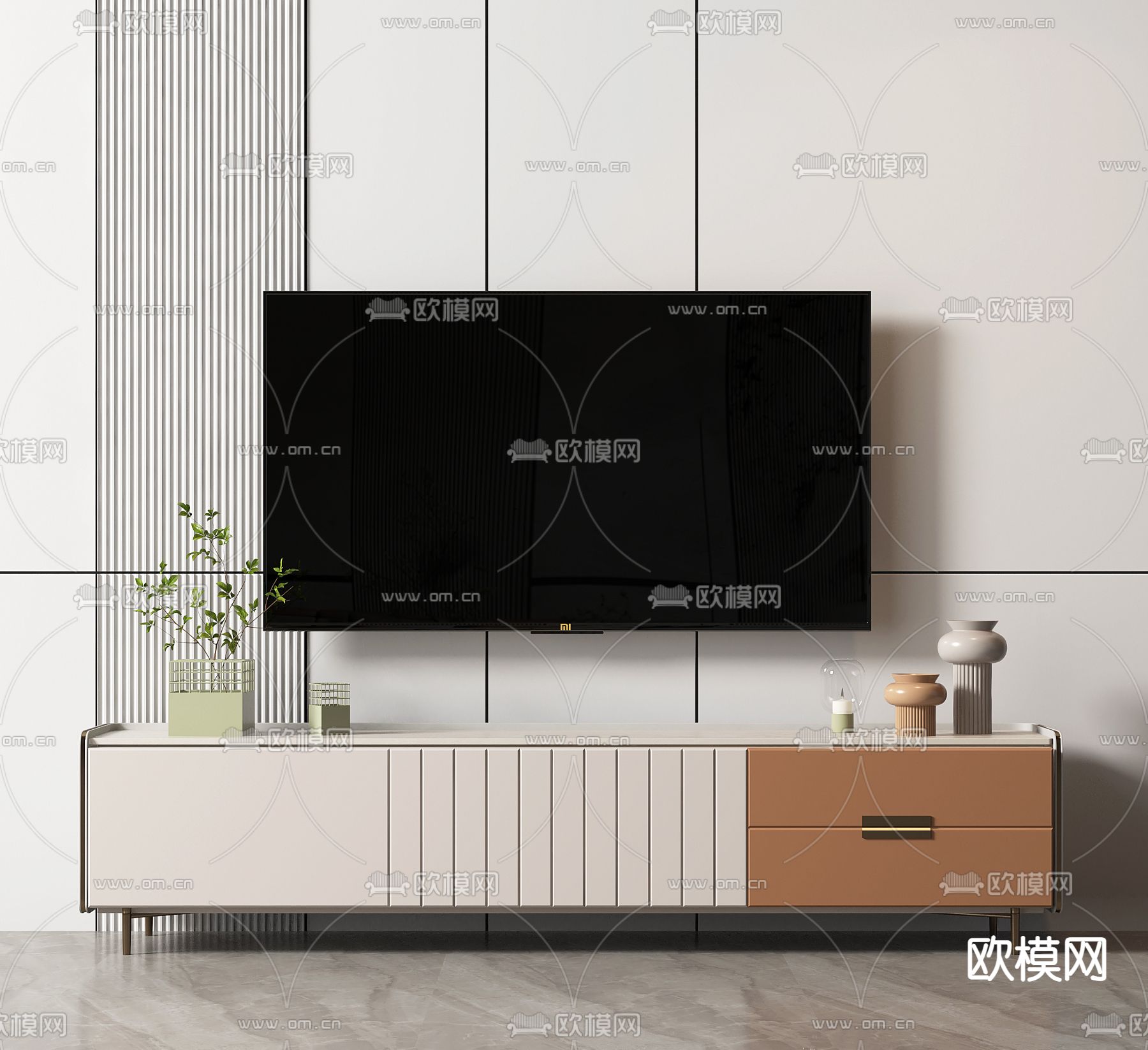 现代电视柜3d模型下载