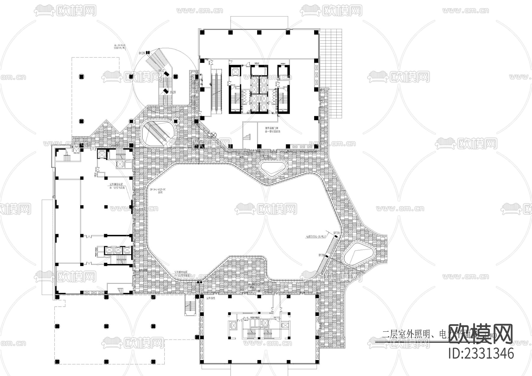 室内外景观地面电气CAD施工图下载（渲染图3）
