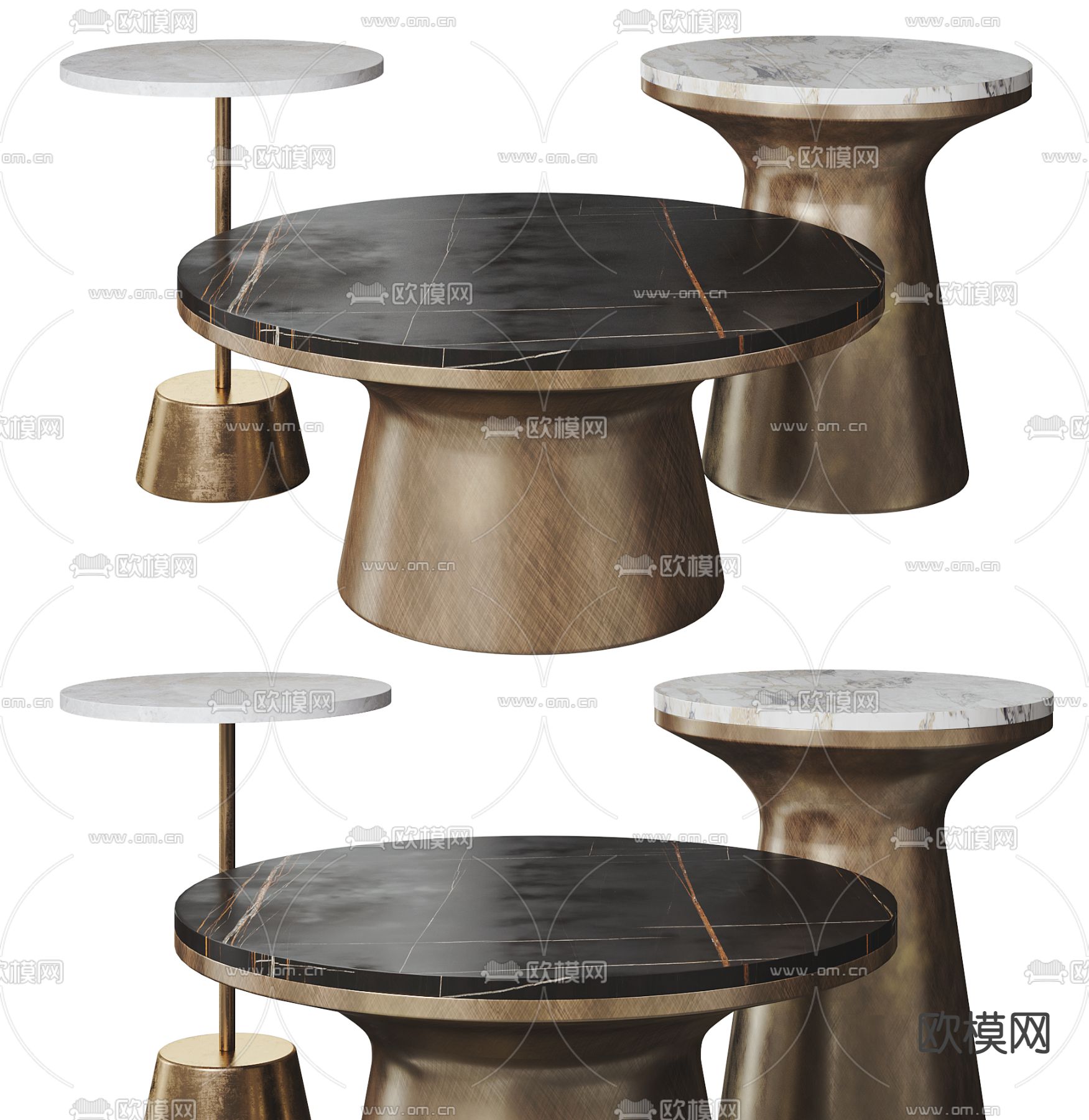 大理石圆形茶几 圆几3d模型下载