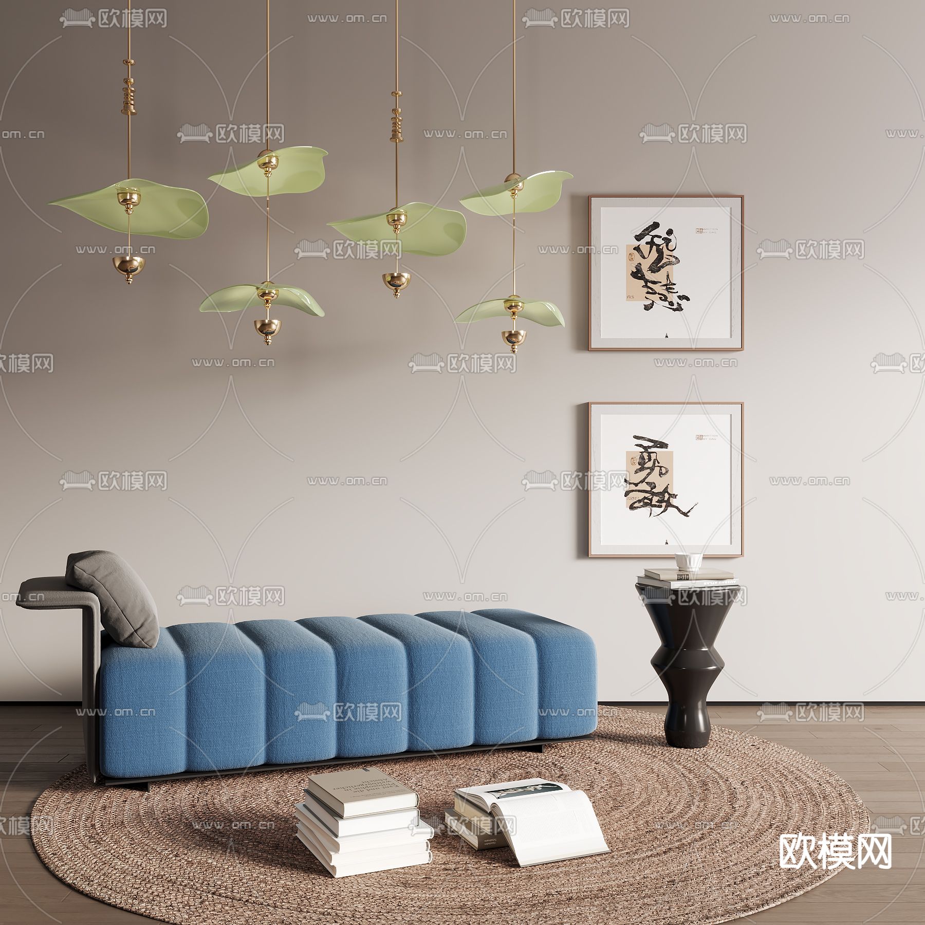 现代贵妃椅 沙发凳3d模型下载