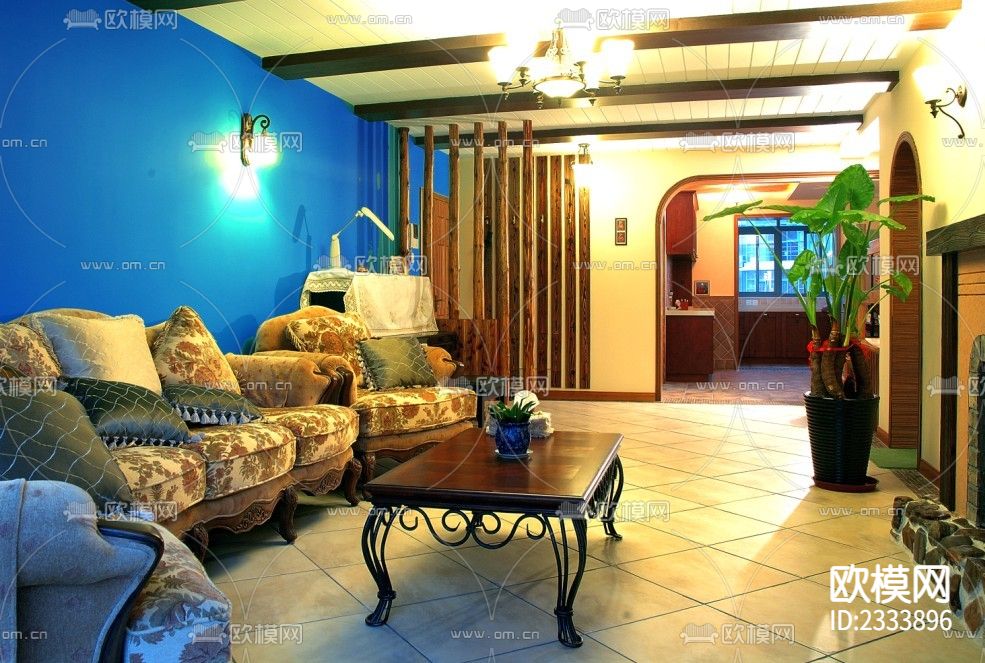 三室两厅复式住宅楼装修cad施工图下载（渲染图3）