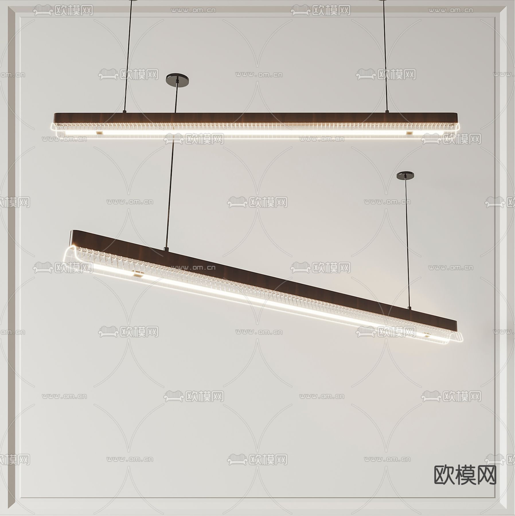 现代条形吊灯 办公吊灯3d模型下载_ID12164727_3dmax免费模型-欧模网