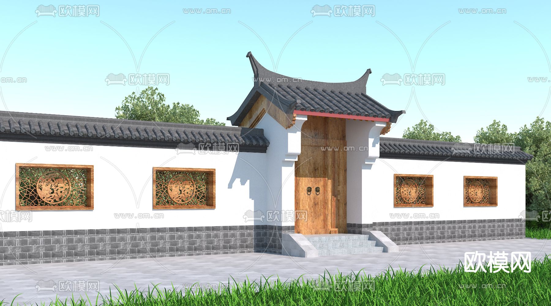 中式古建筑门头 门面3d模型下载