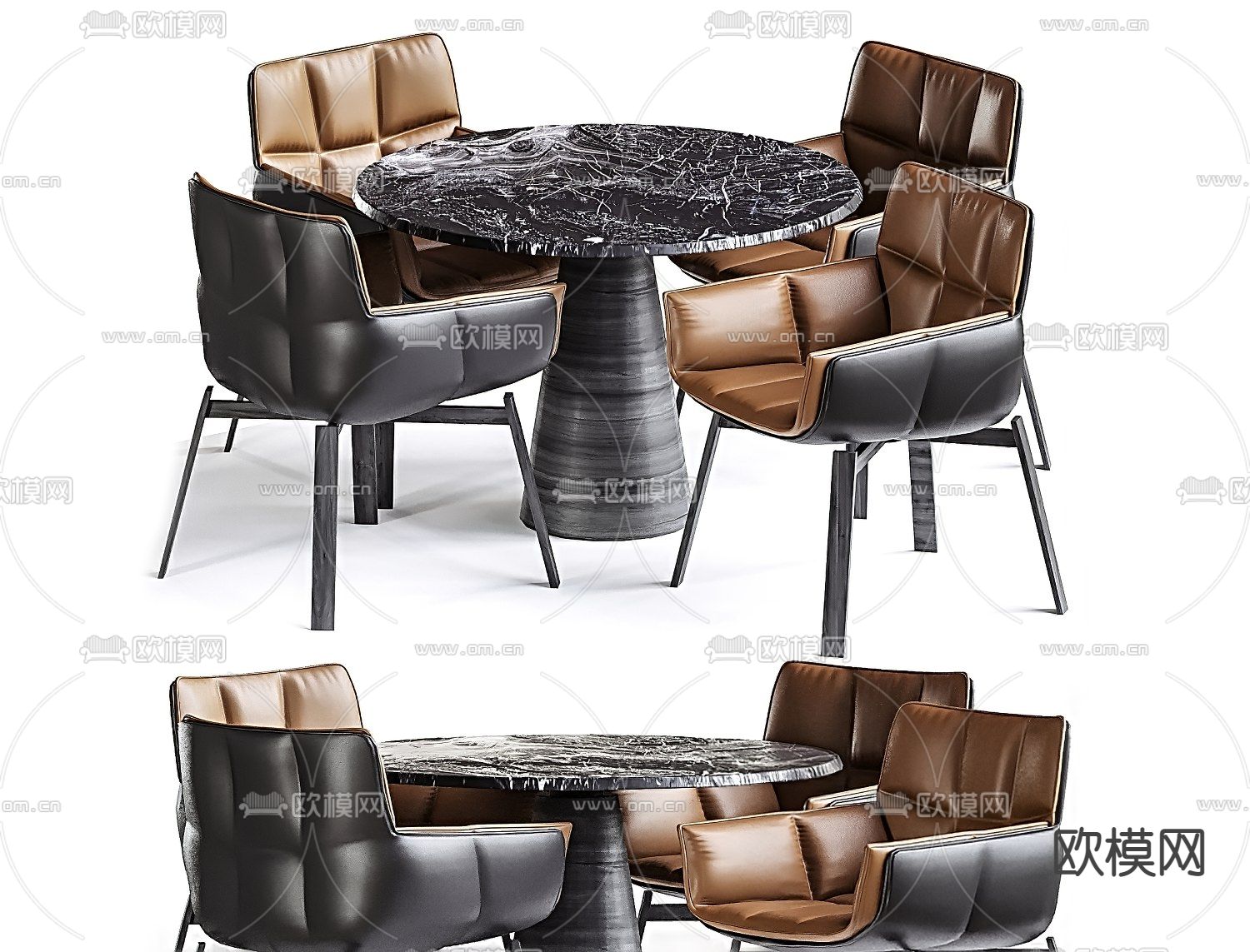 B&B Italia圆形餐桌椅3d模型下载（渲染图3）