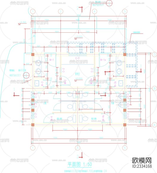 廁所cad施工圖下載(渲染圖6)
