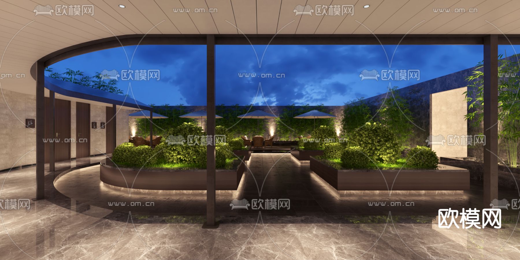 酒店户外走廊免费3d模型下载（渲染图5）