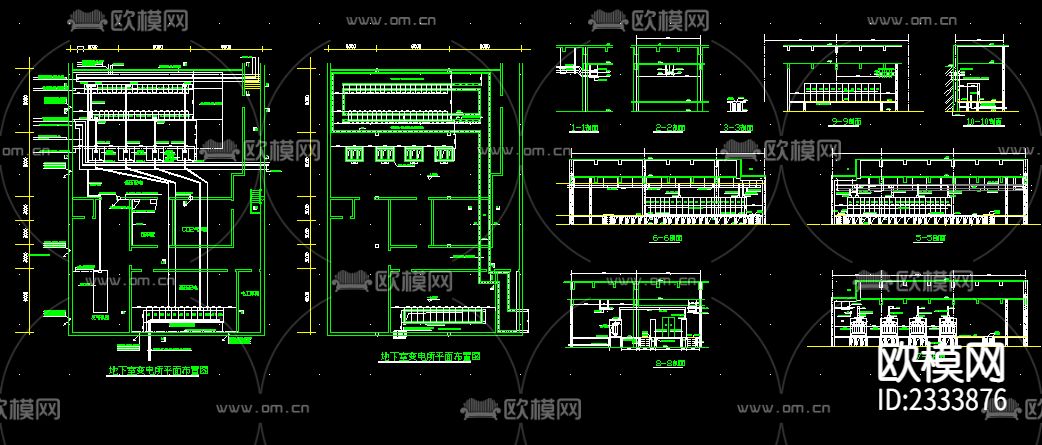 采用干变的变电所平面cad施工图下载（渲染图1）