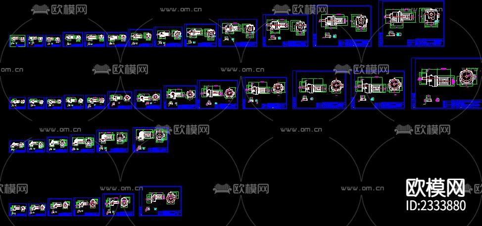 R系列不同尺寸减速机节点大样下载（渲染图1）