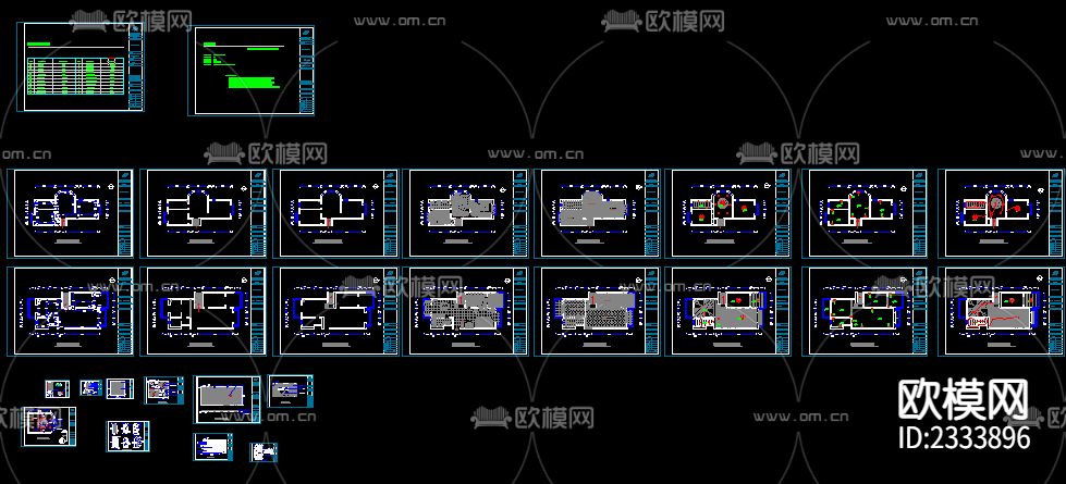三室两厅复式住宅楼装修cad施工图下载（渲染图7）