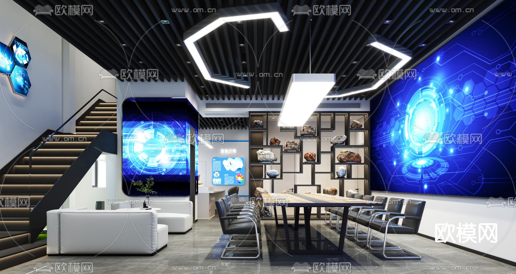 工装会议室 会议厅免费3d模型下载（渲染图3）