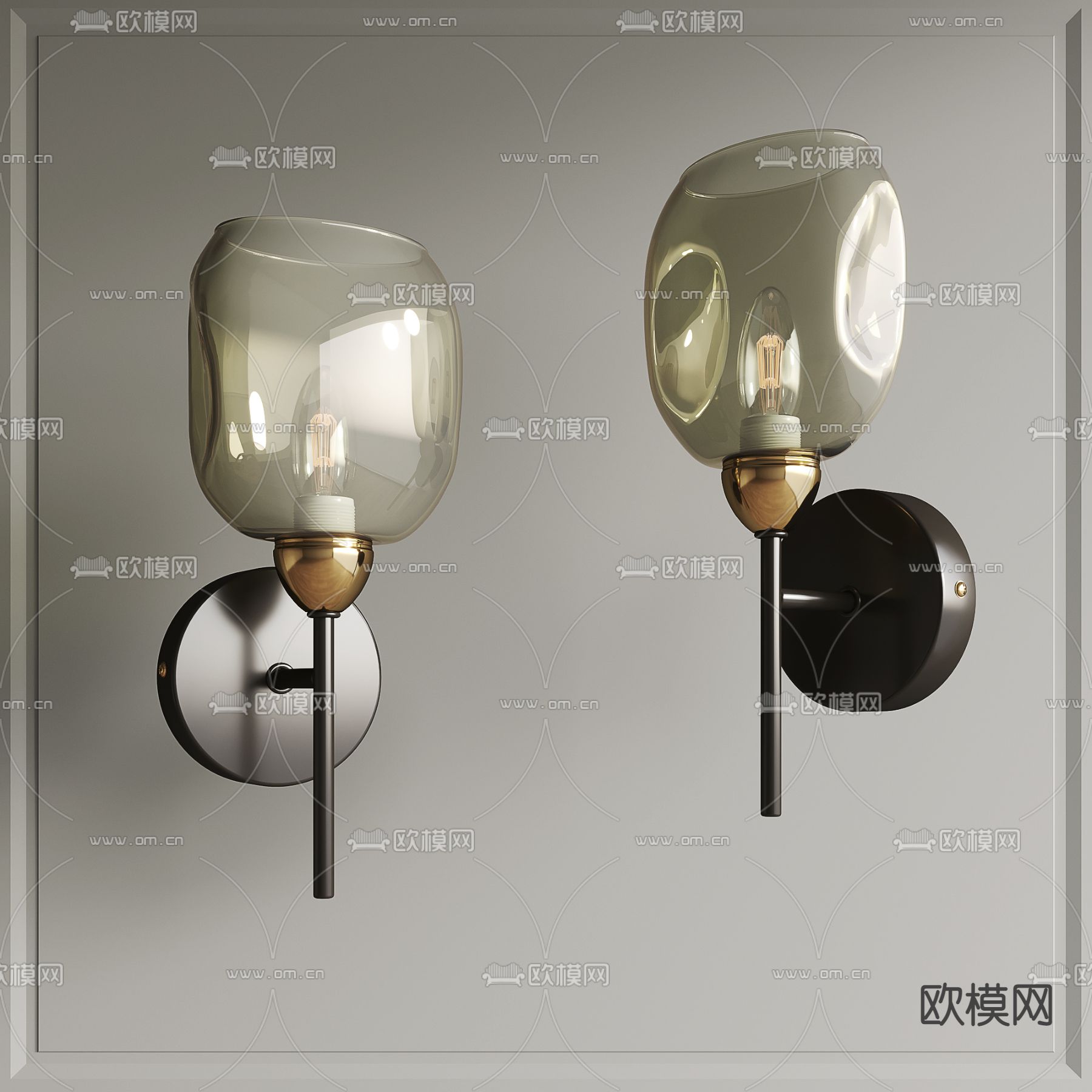 现代玻璃壁灯su模型