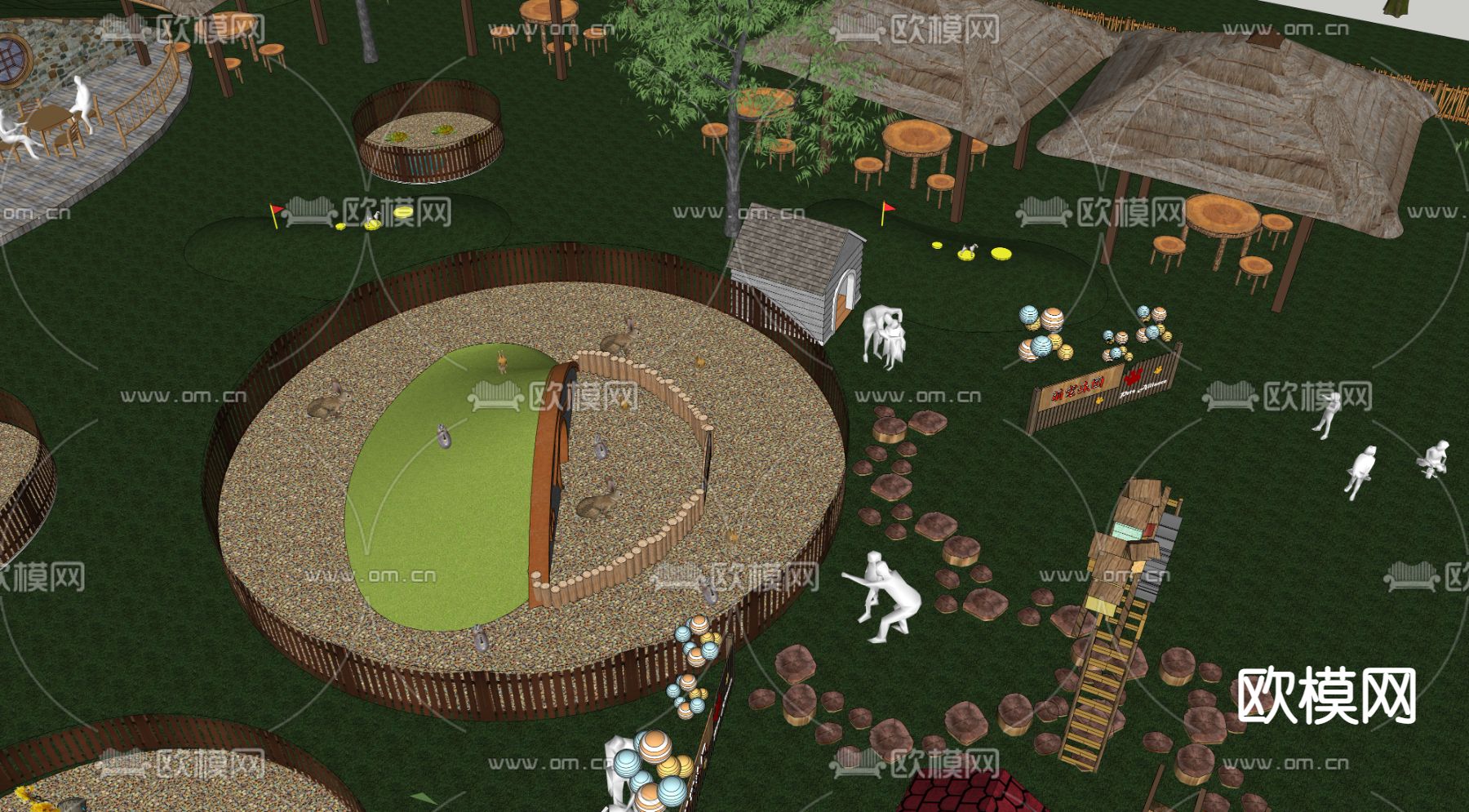 现代儿童萌宠乐园su模型下载（渲染图3）