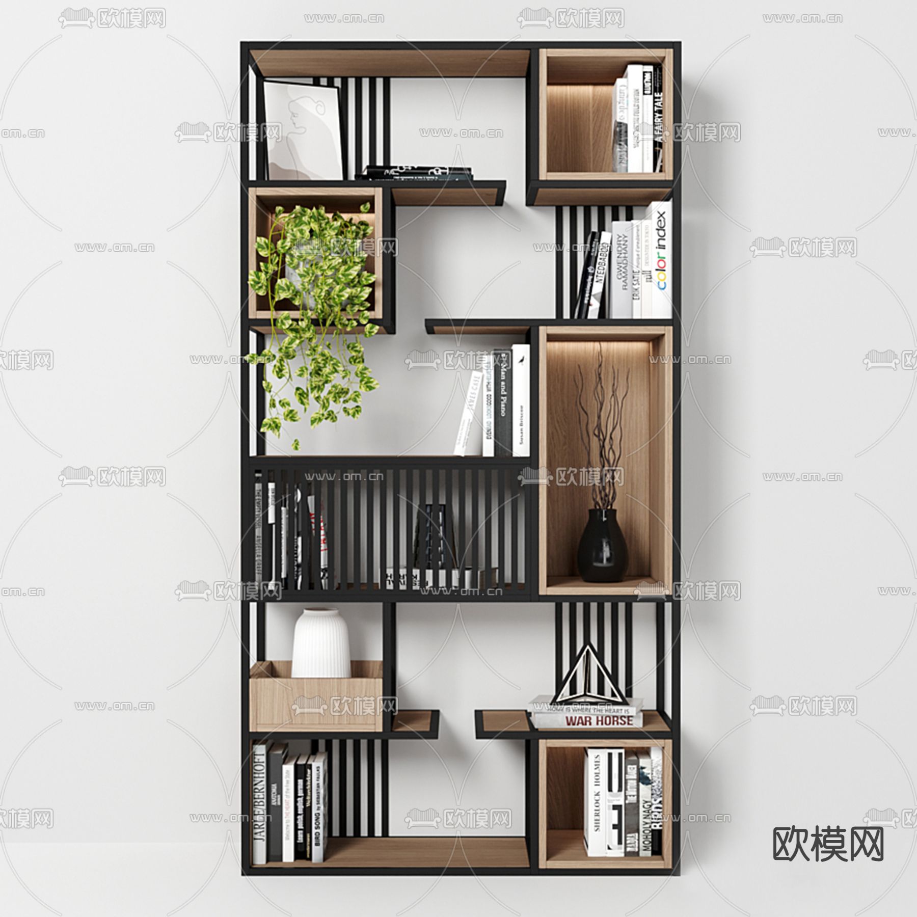 工业风书柜 书架3d模型下载
