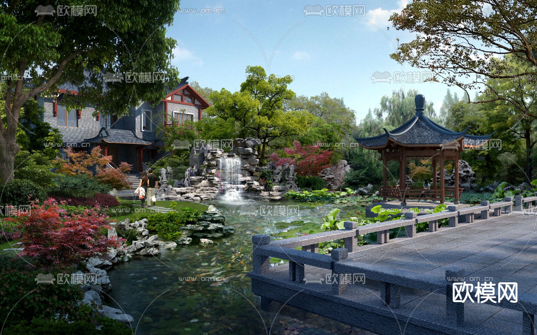 中式庭院凉亭外观psd下载