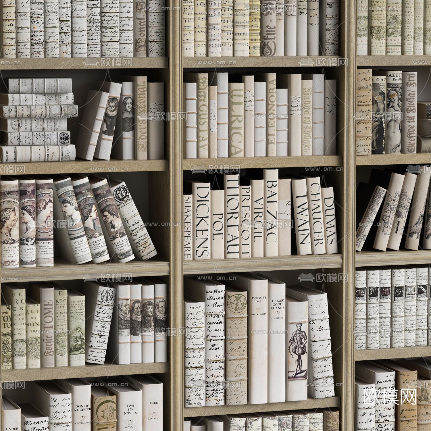 欧式书籍 书架3d模型下载（渲染图2）