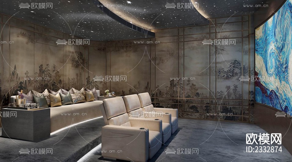 800㎡復(fù)式豪宅cad施工圖下載(渲染圖5)