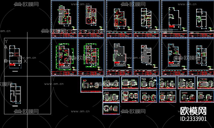 别墅装修cad施工图-免费3dmax模型库-欧模网