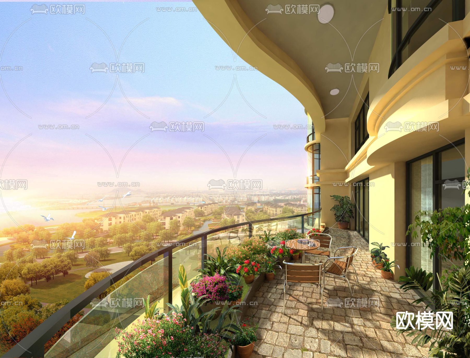 现代庭院阳台花园psd下载