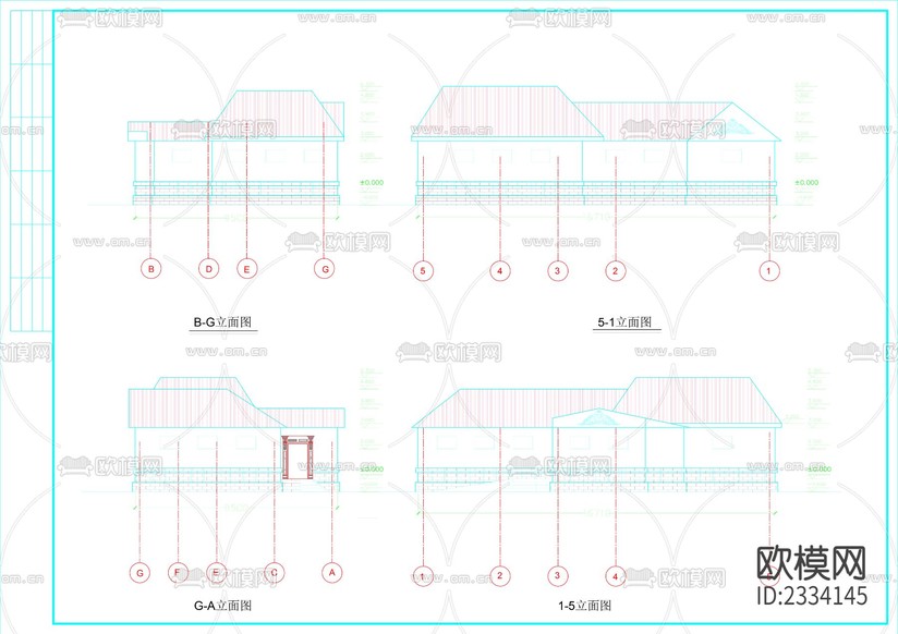 公廁建筑cad施工圖下載(渲染圖2)