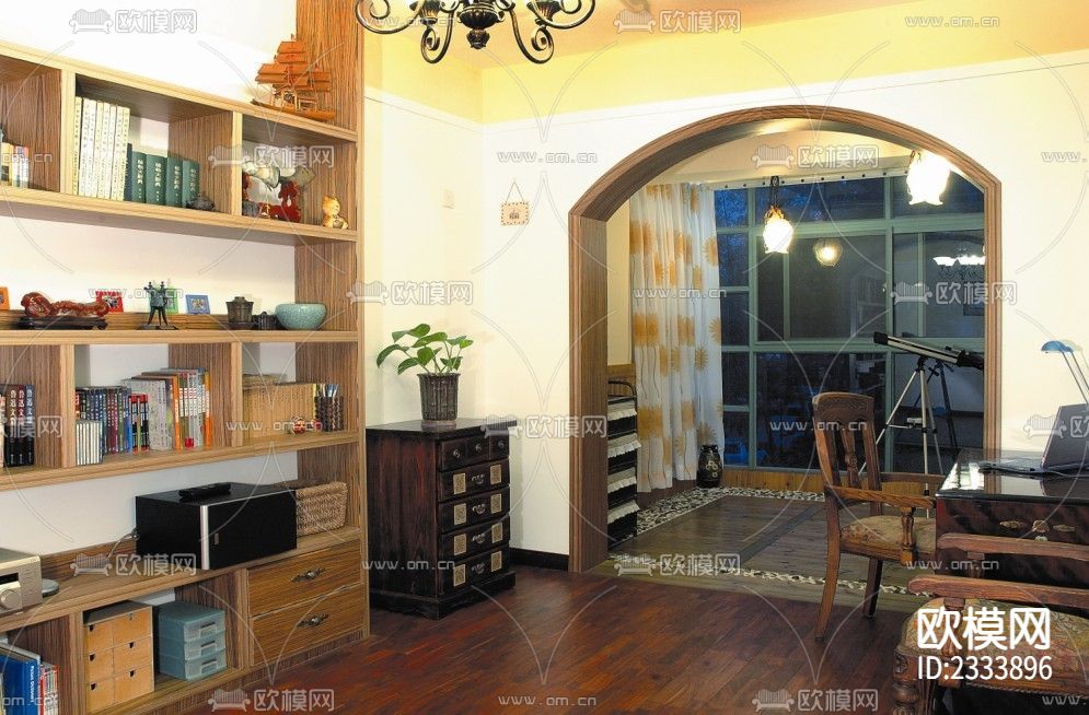 三室两厅复式住宅楼装修cad施工图下载（渲染图6）