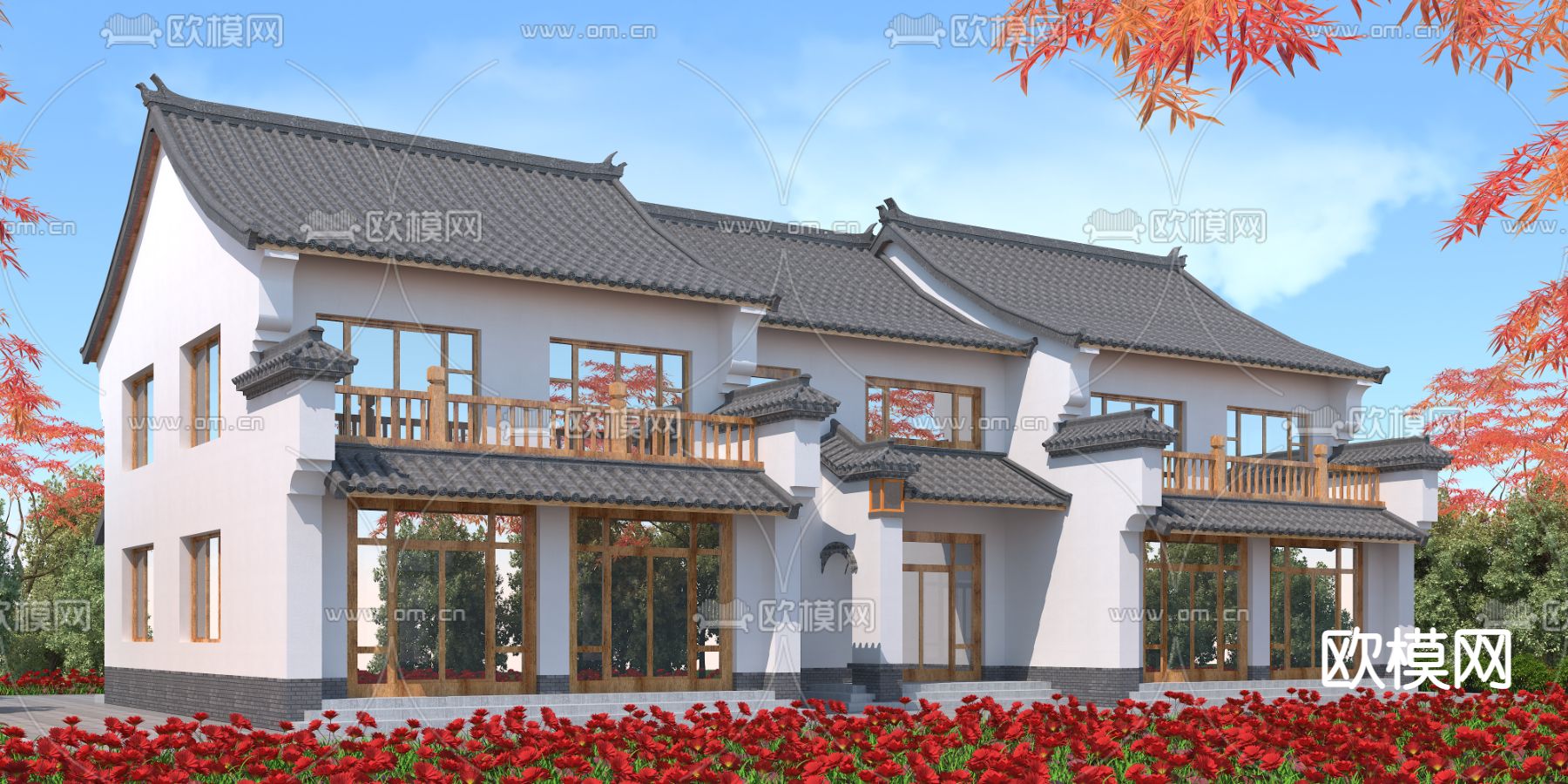 中式古建民俗外观3d模型下载