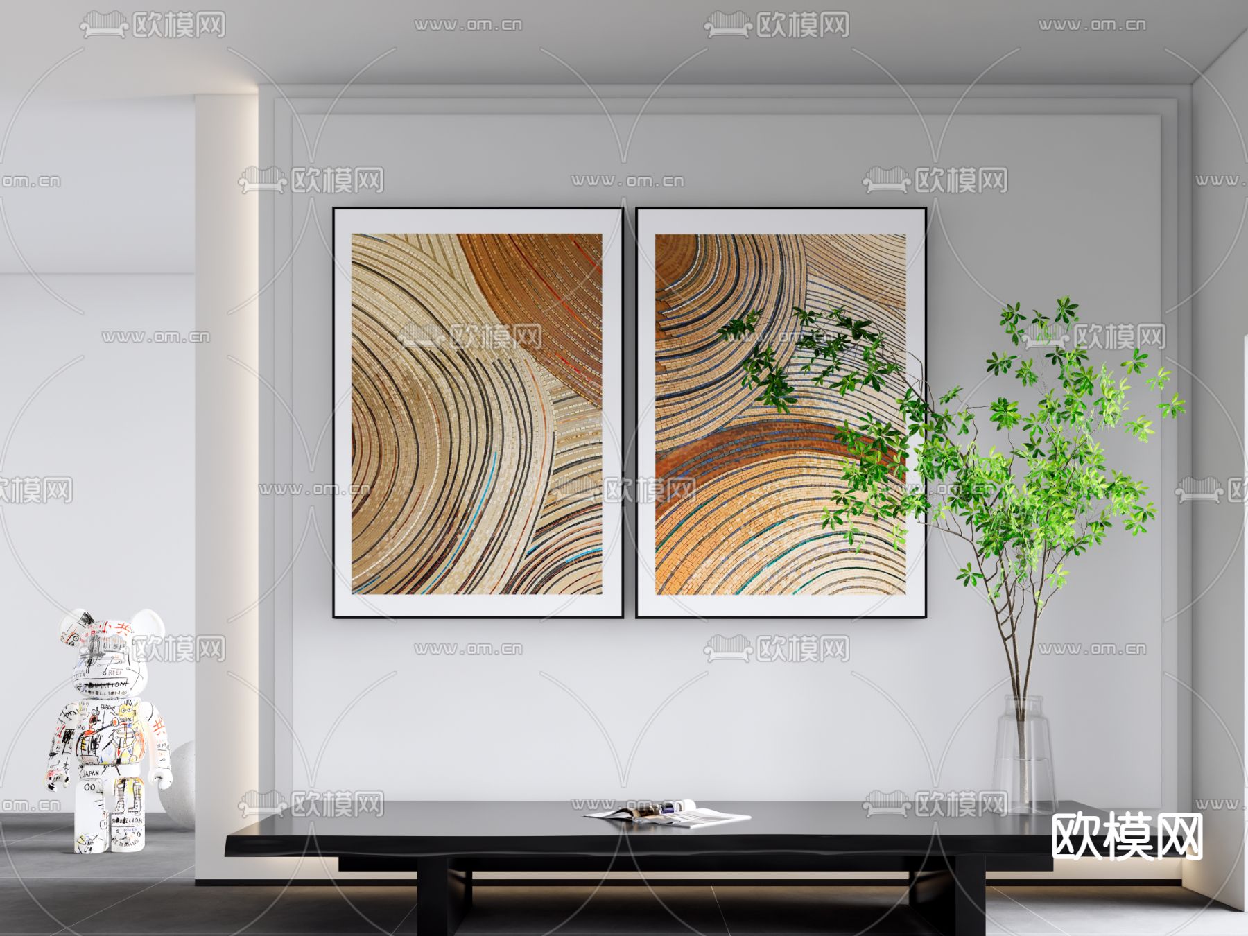 东南亚装饰挂画su模型下载（渲染图1）