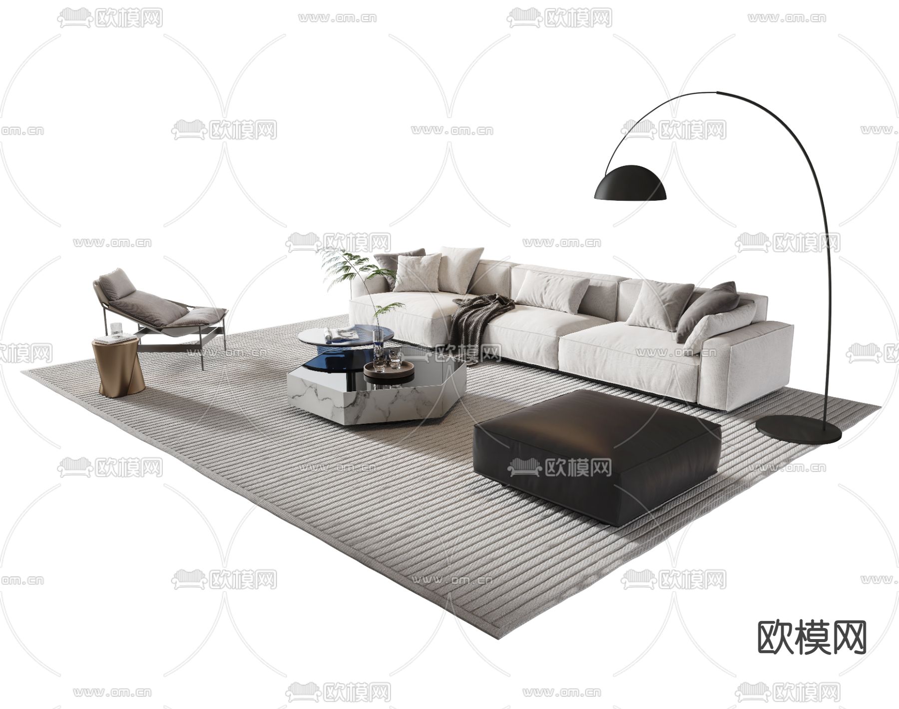 现代组合沙发3d模型下载_ID12165012_3dmax免费模型-欧模网