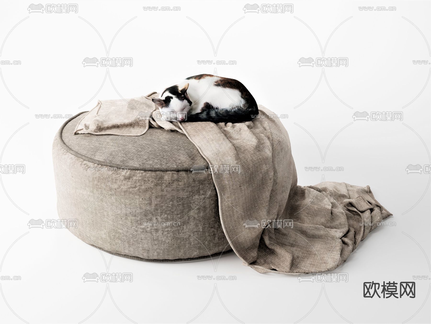 北欧沙发凳su模型下载（渲染图1）