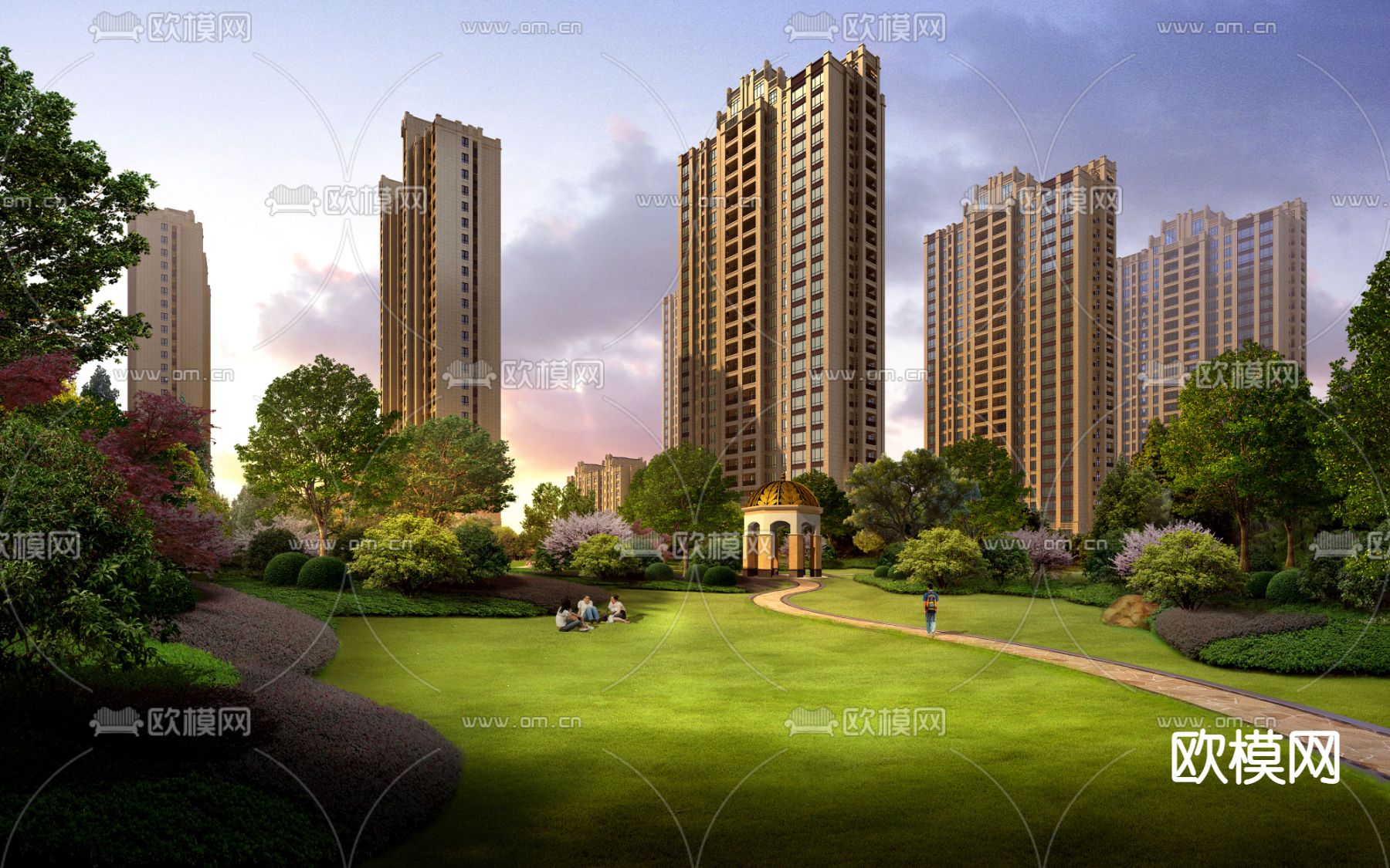 现代小区公园草坝psd下载
