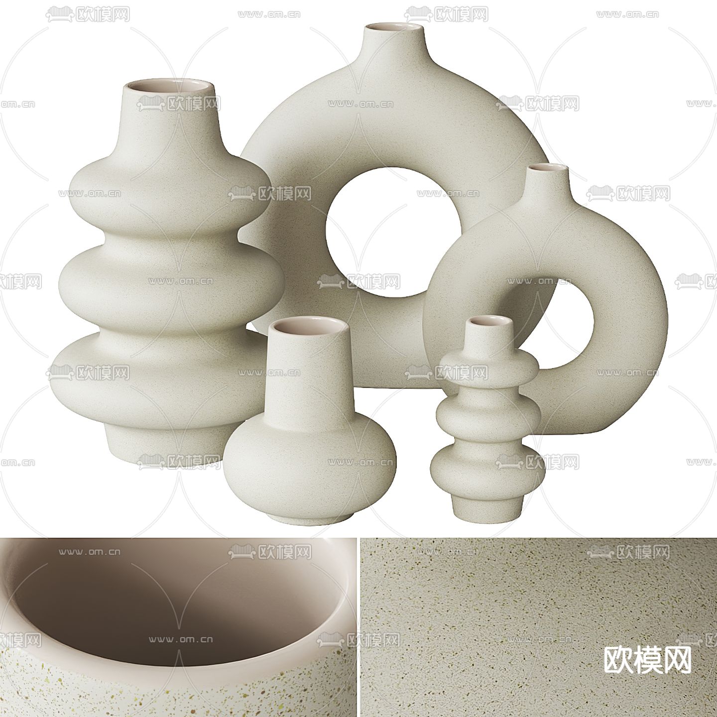 现代陶瓷花瓶 陶罐3d模型下载（渲染图1）