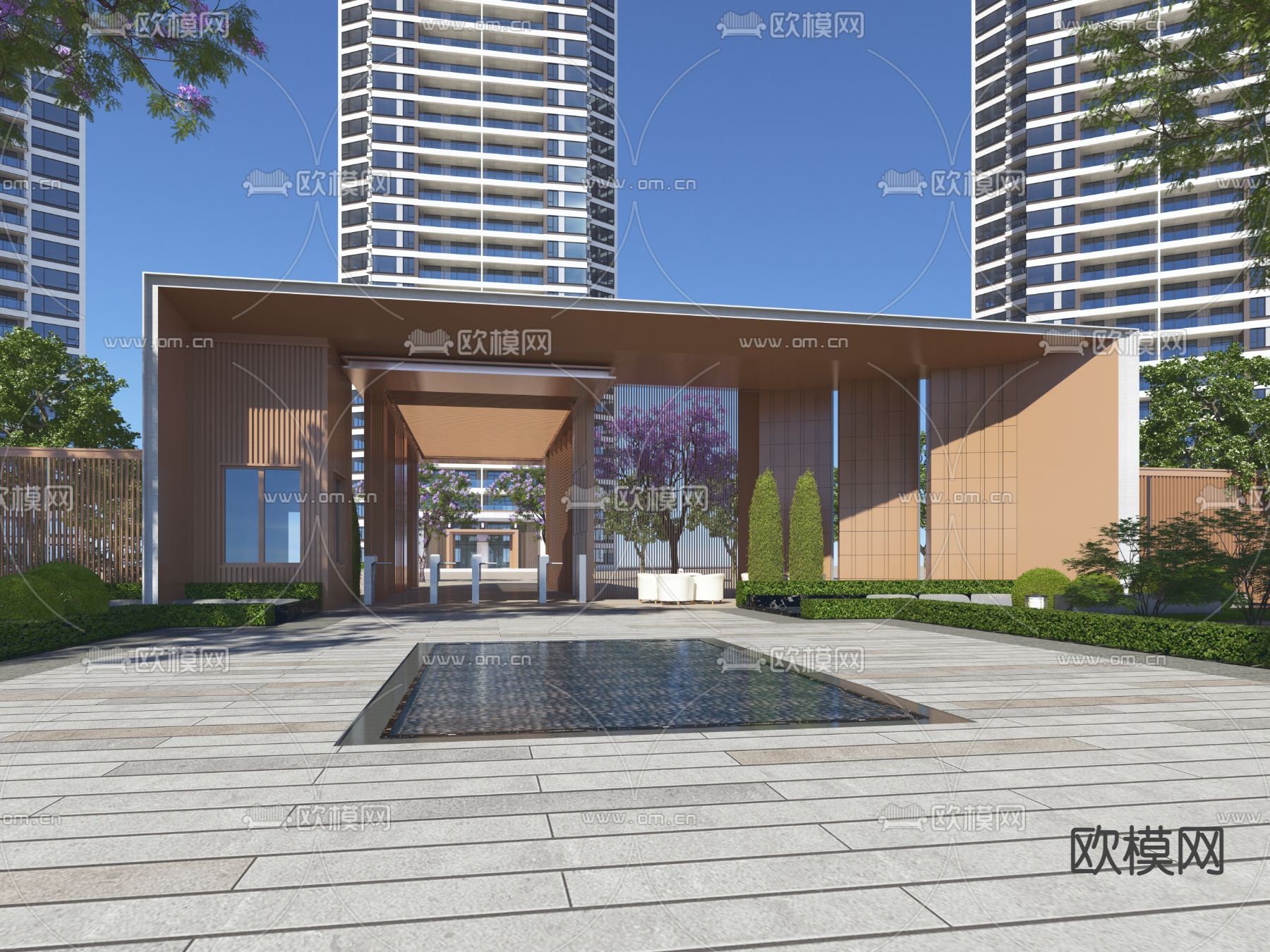 现代大门门头3d模型下载