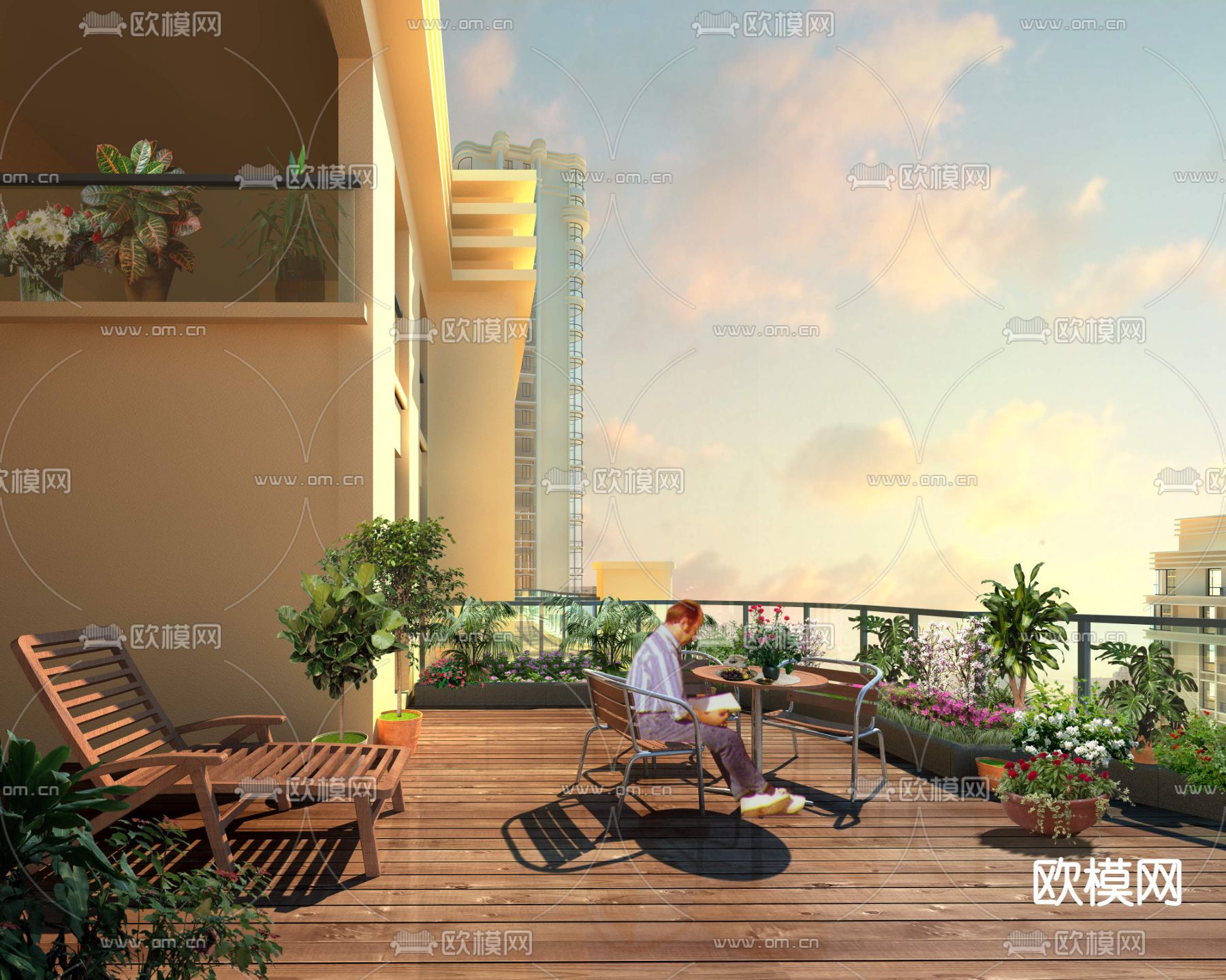 现代庭院阳台花园psd下载