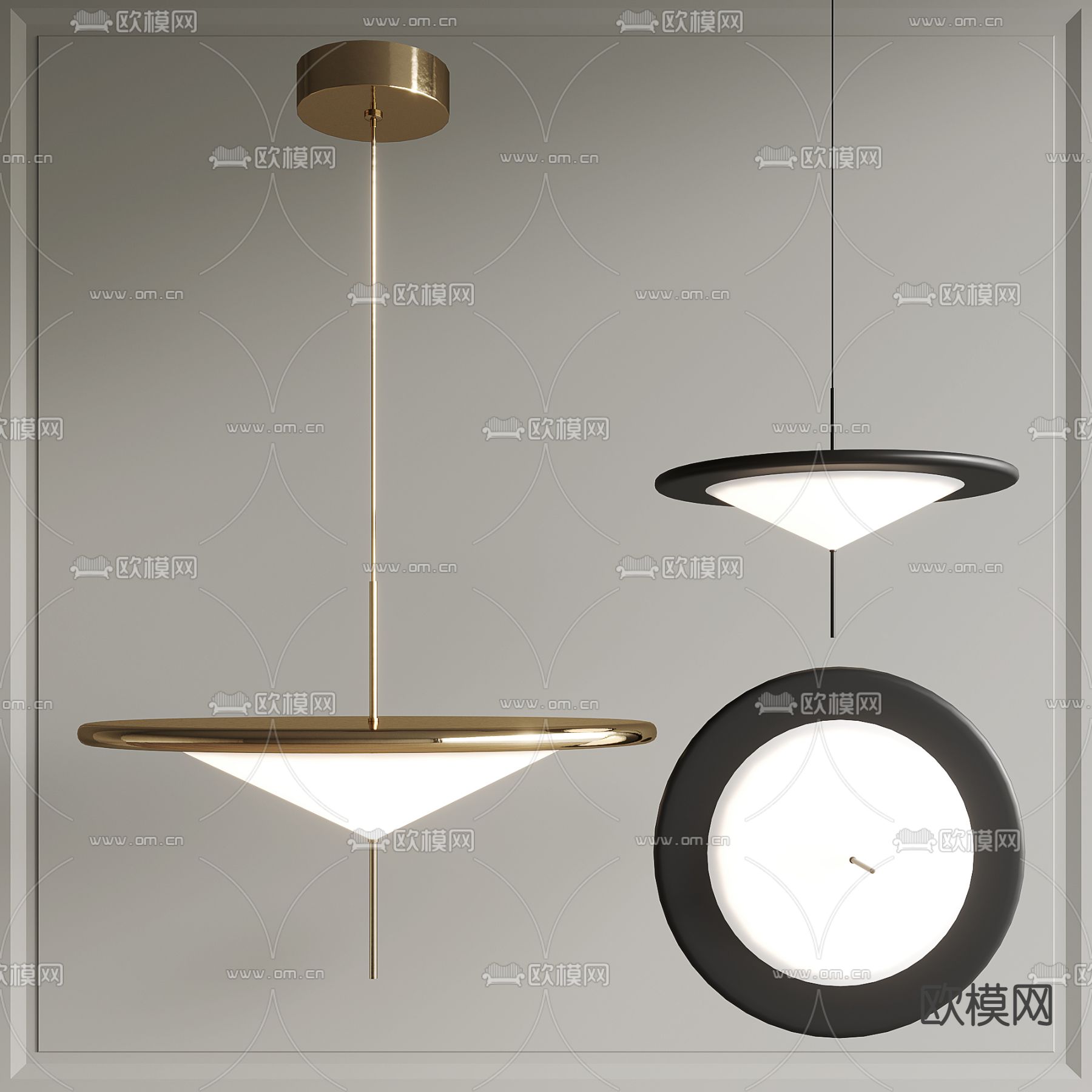 现代金属吊灯su模型下载（渲染图1）