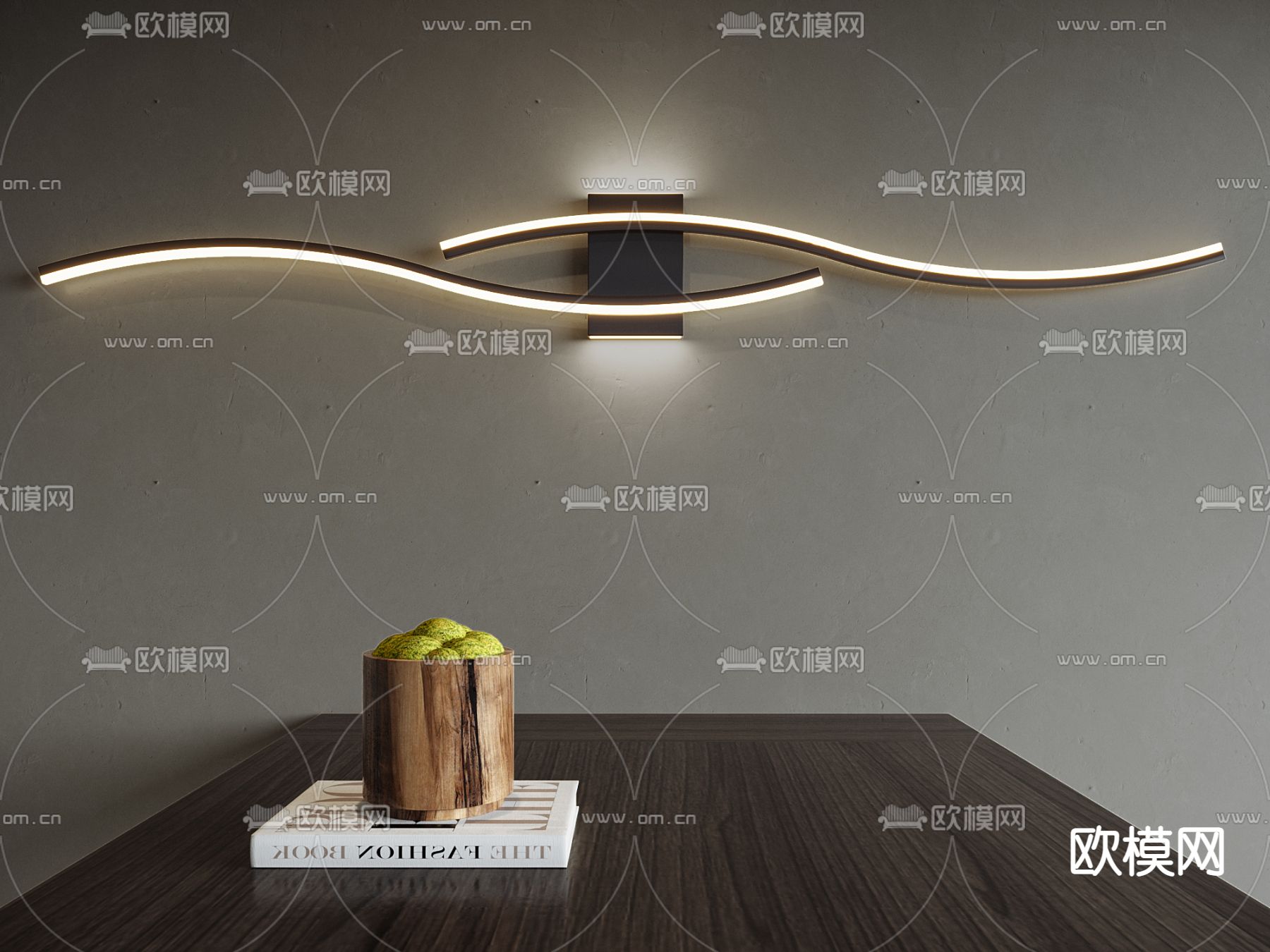 极简线性壁灯3d模型下载（渲染图1）