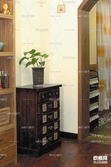 三室两厅复式住宅楼装修cad施工图下载（渲染图4）