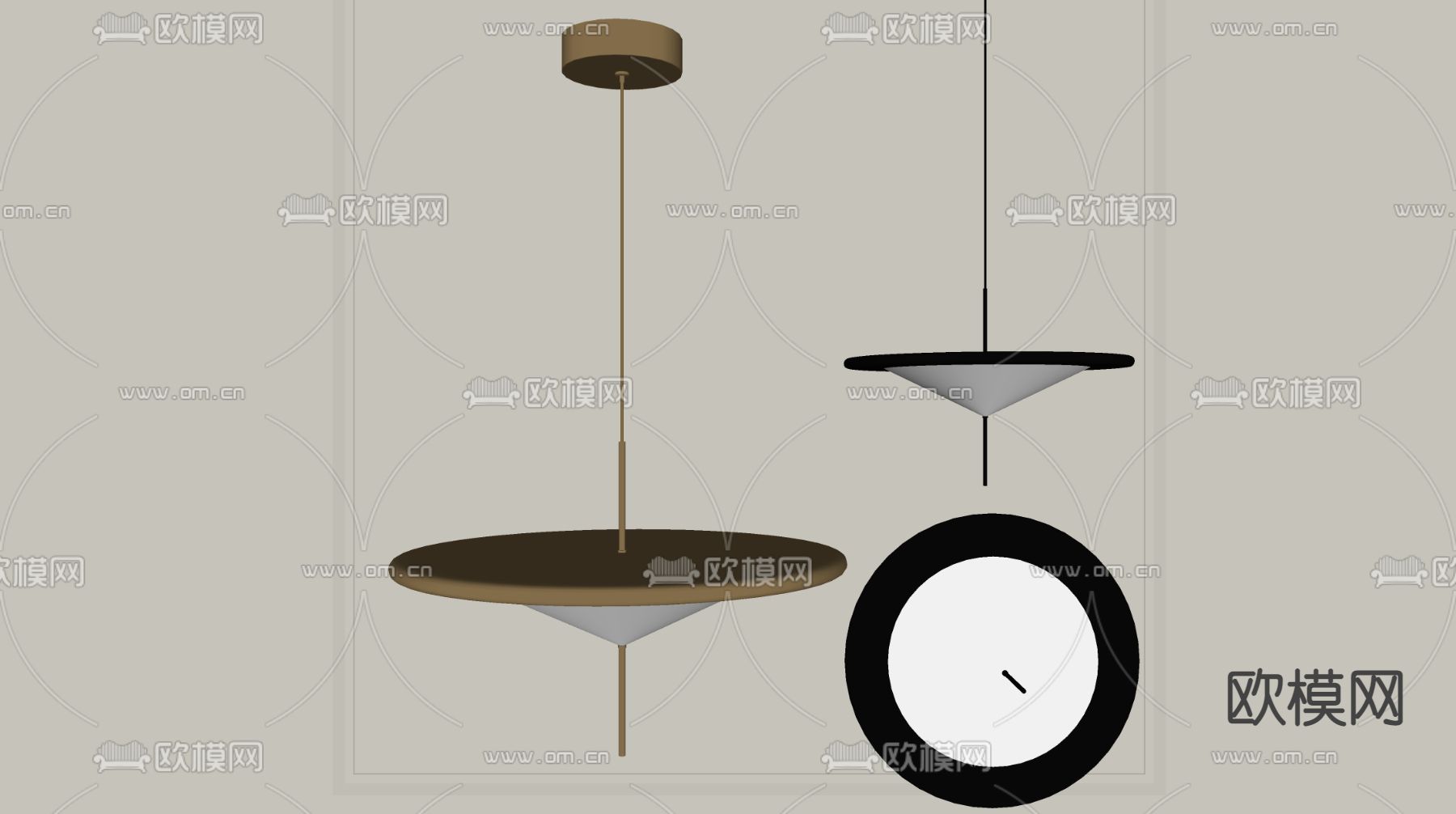 现代金属吊灯su模型下载（渲染图2）