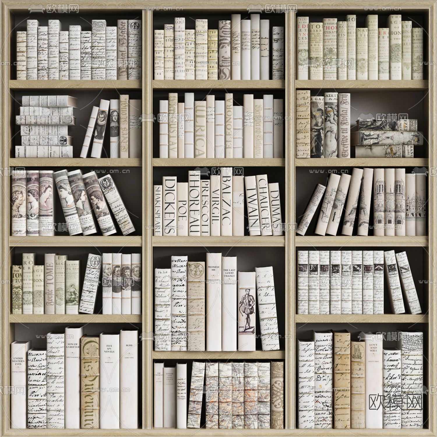 欧式书籍 书架3d模型下载（渲染图1）