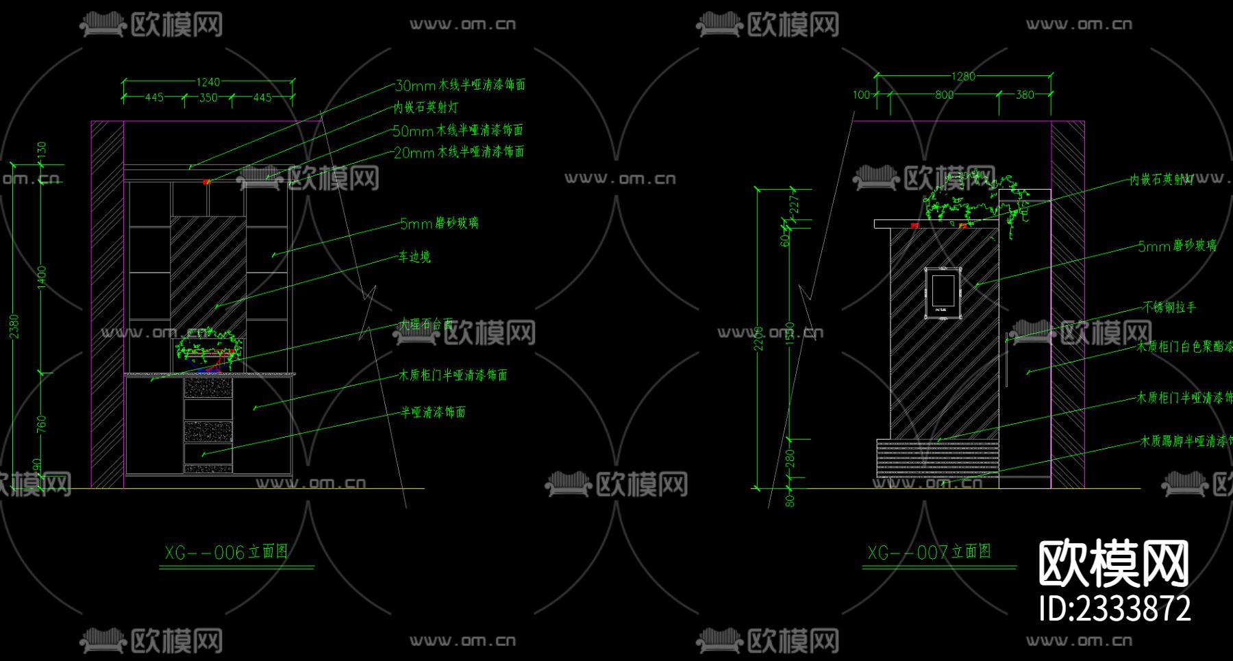 玄关衣帽柜cad图库下载（渲染图1）