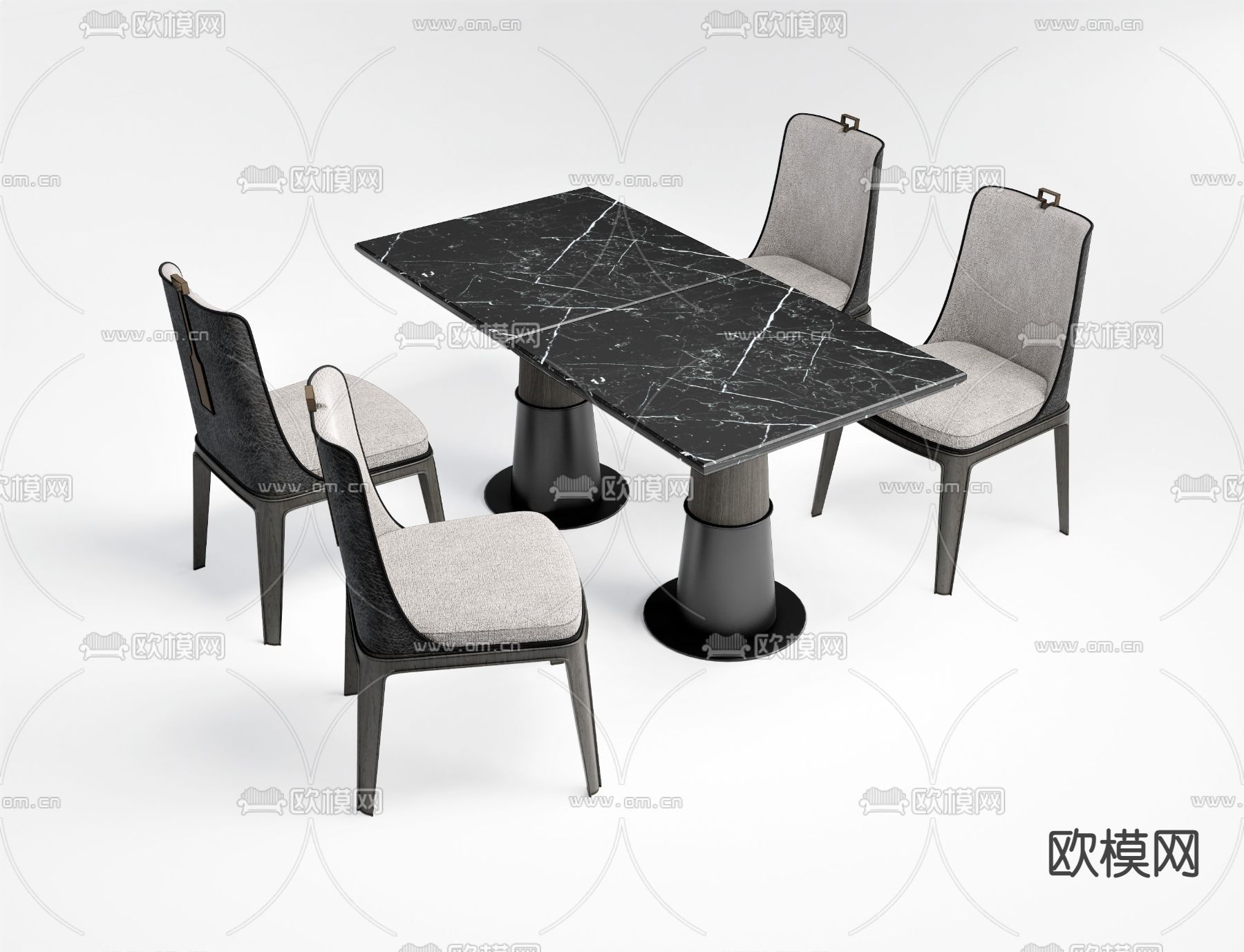 简欧餐桌椅su模型下载（渲染图1）