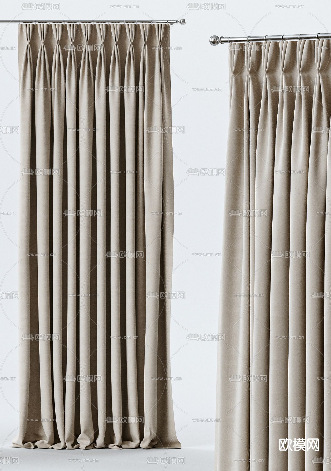 现代窗帘 拉帘3d模型下载（渲染图2）