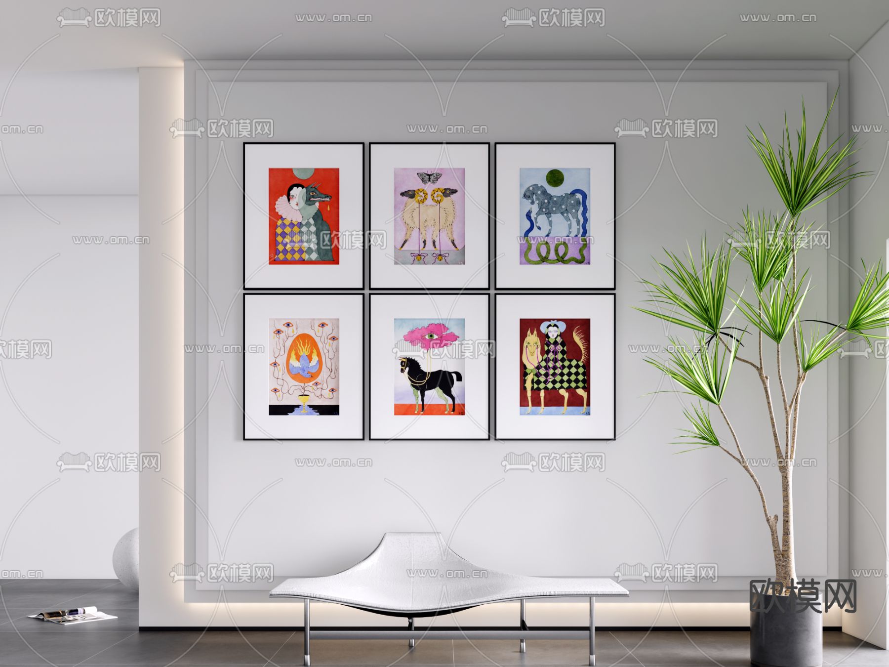 现代艺术装饰挂画su模型下载（渲染图1）