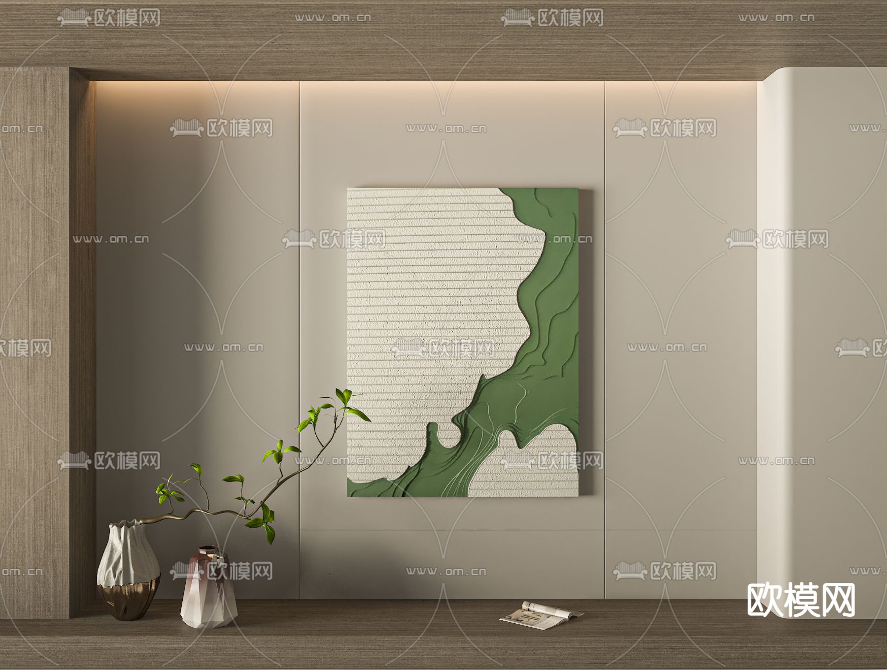 现代装饰画su模型下载（渲染图1）