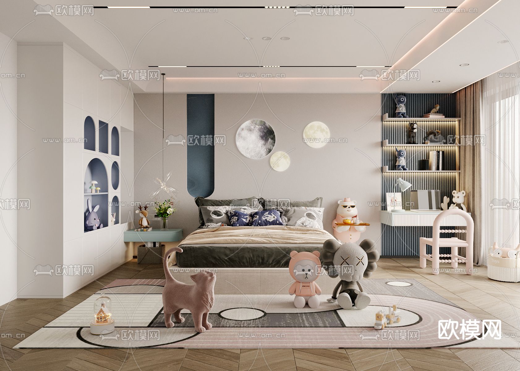 现代儿童房 小孩房3d模型下载