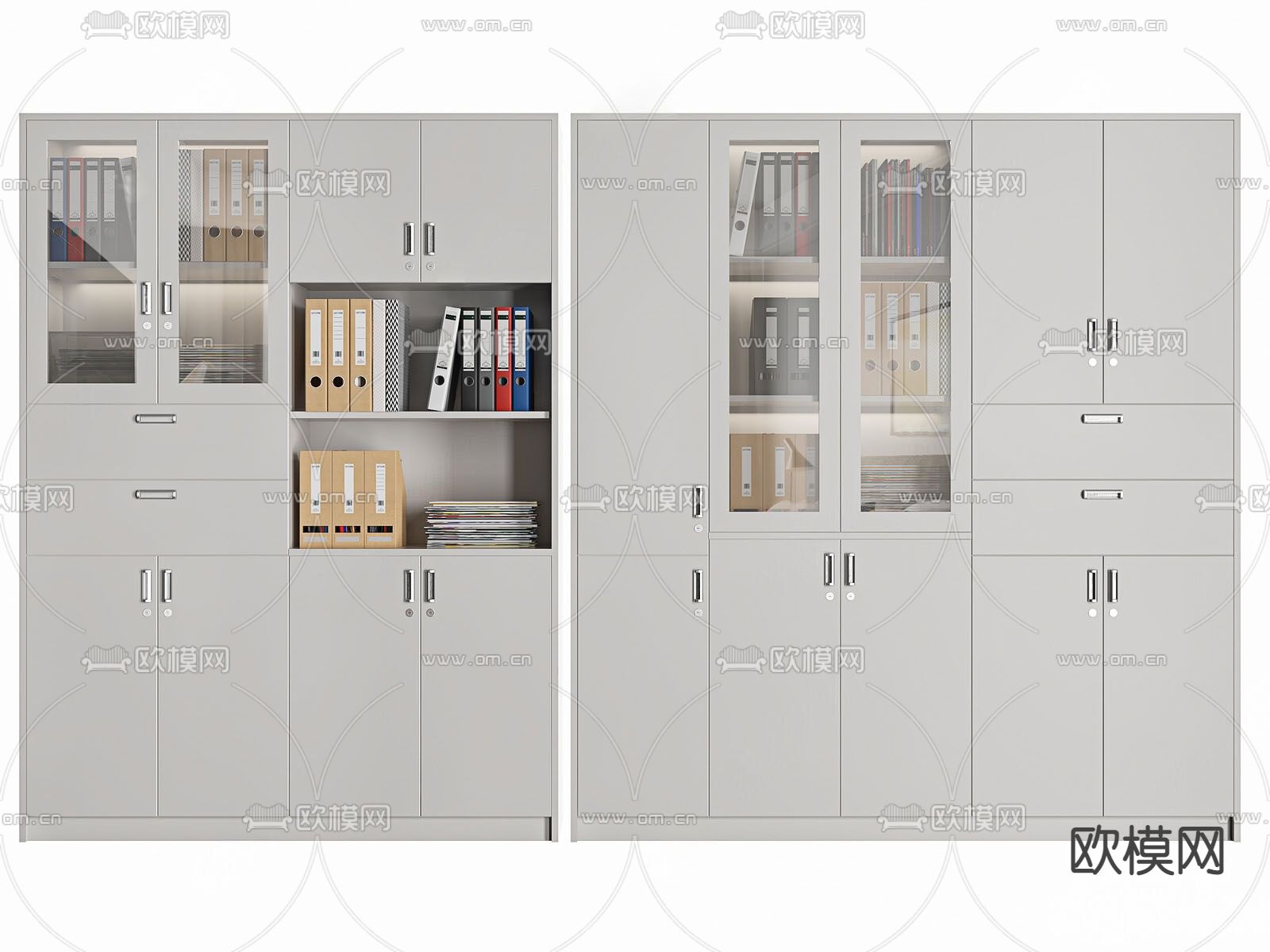 现代办公文件柜su模型下载（渲染图1）