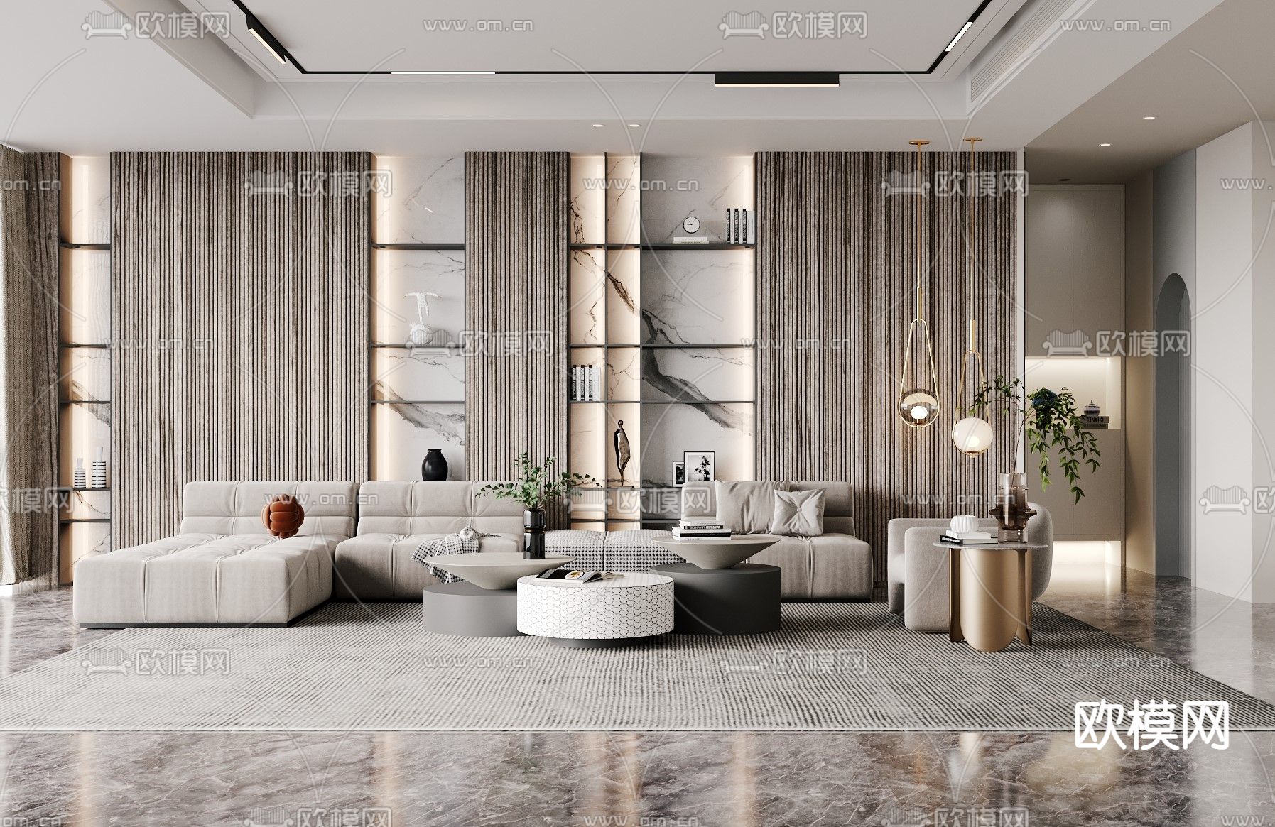 侘寂客厅3d模型下载