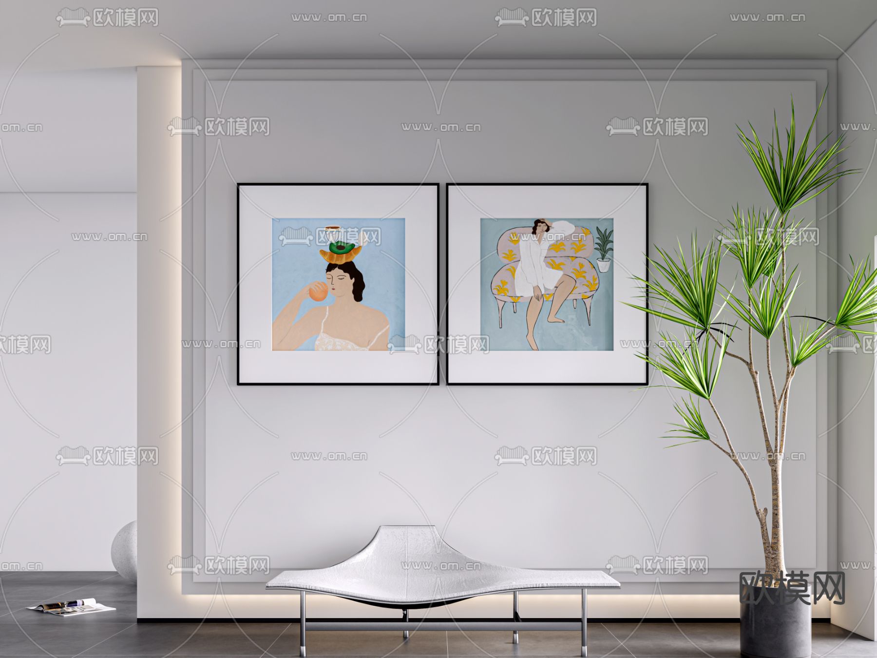 北欧装饰挂画su模型下载（渲染图1）