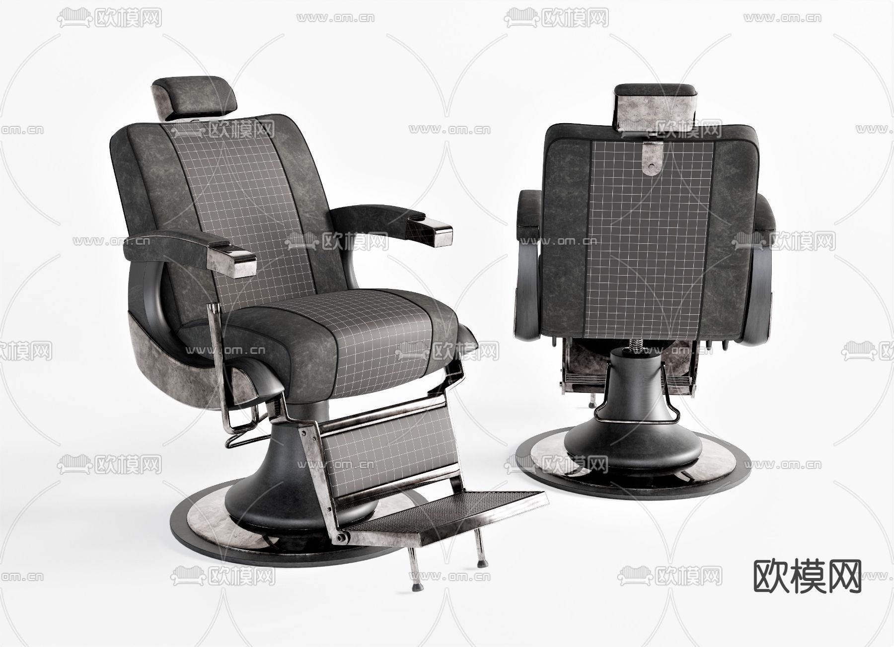 现代理发椅su模型下载（渲染图1）